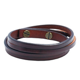 Accessories Men Solid Color Leather Cord Double Layer Wrapped Bracelet