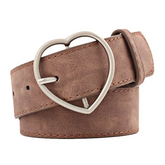 Accessories Frosted Leather Metal Heart Buckle Wide Belt
