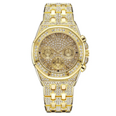 Accessories Men Luxury Rhinestone Design Metal Band Quartz Watch
