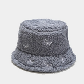 Women Creative Butterfly Embroidery Plush Bucket Hat
