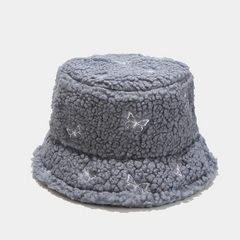Women Creative Butterfly Embroidery Plush Bucket Hat
