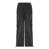 Women Casual High Waist Loose Straight Cargo Pants