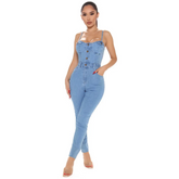 Women Casual Slim Pocket Denim Jumpsuit