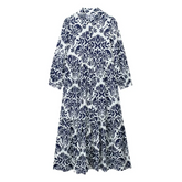 Women Casual Boho Print Long Sleeve Maxi Dress