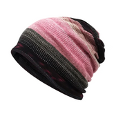 Accessories Neutral Simple Multicolor Stripe Warm Knit Hat