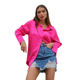 Women Casual Bright Loose Long Sleeve Shirt Blouse