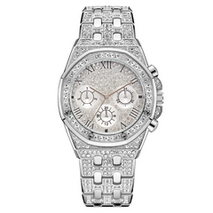 Accessories Men Luxury Rhinestone Design Metal Band Quartz Watch