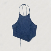Women Camisole Denim Halter Neck Crop Top