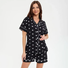 Women Casual Heart Print Pajamas Set