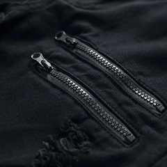 Men Cotton Casual Zipper Design Slim Fit Jeans