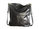 Accessories Women Vintage Black Waxed PU Leather Backpack Shoulder Bag