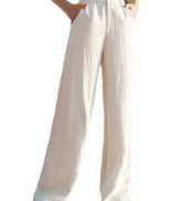 Women Cotton Linen Wide Leg High Waist Pants