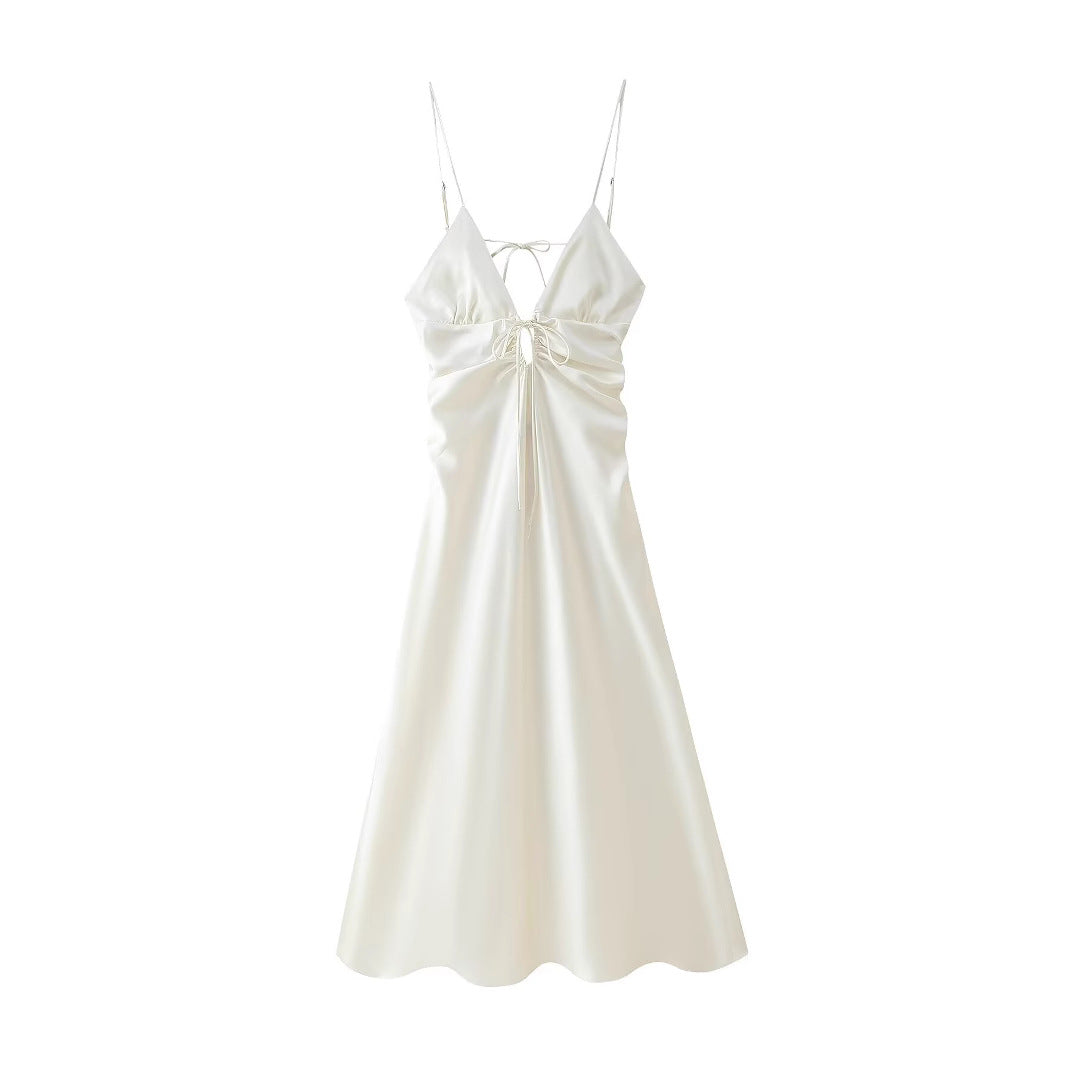 Women Casual Silk Midi Slip Dress