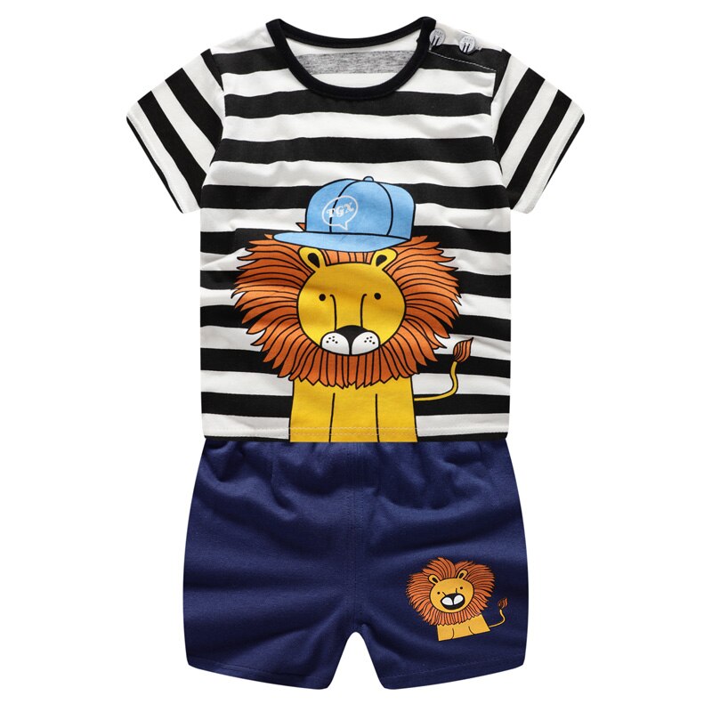 Kids Baby Unisex  Cotton Cartoon Short Sleeve Tees + Shorts Sets