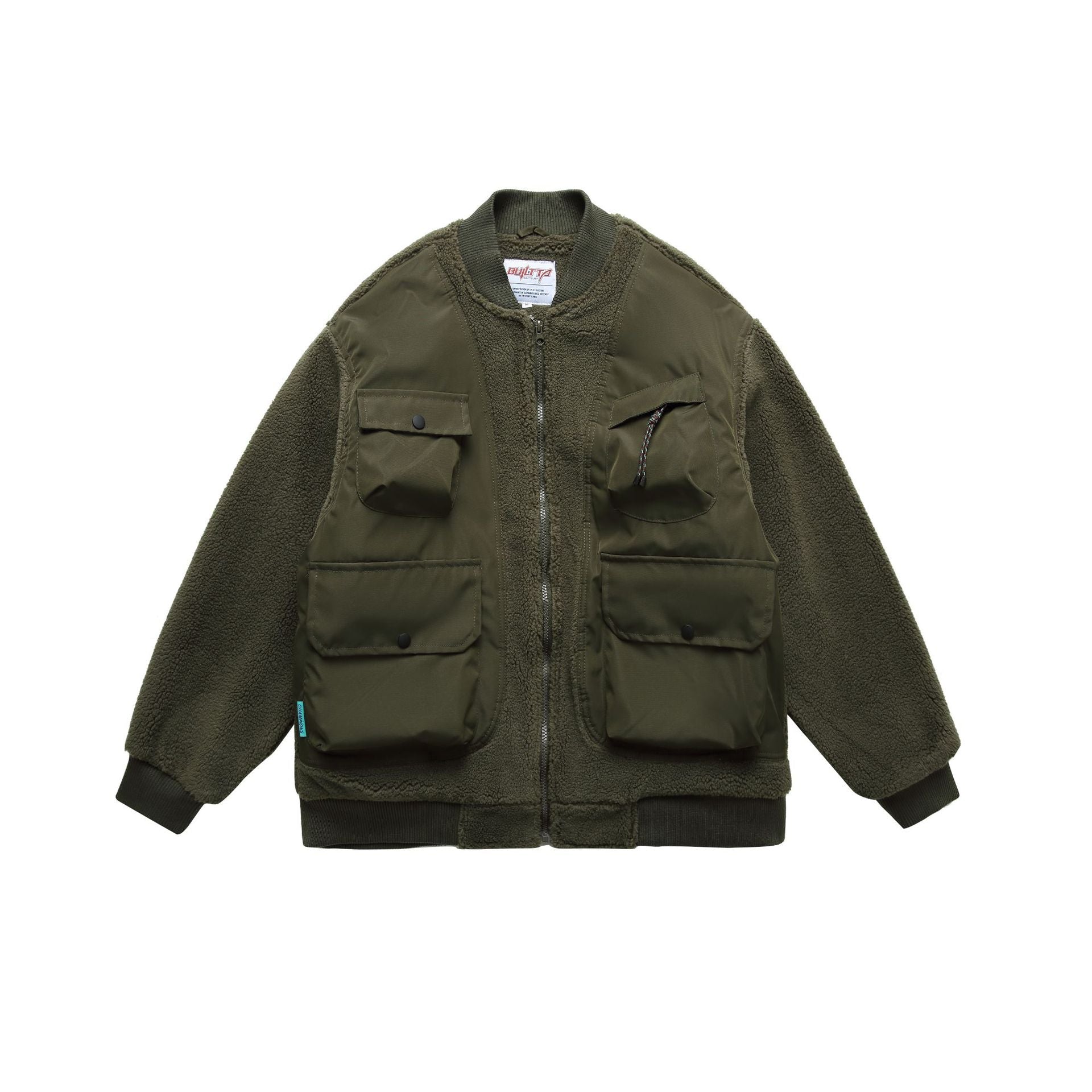 Men Fleece Multi Pocket Bomber Jacket
