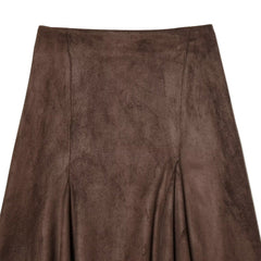 Women Casual Asymmetric Suede Effect Skirt
