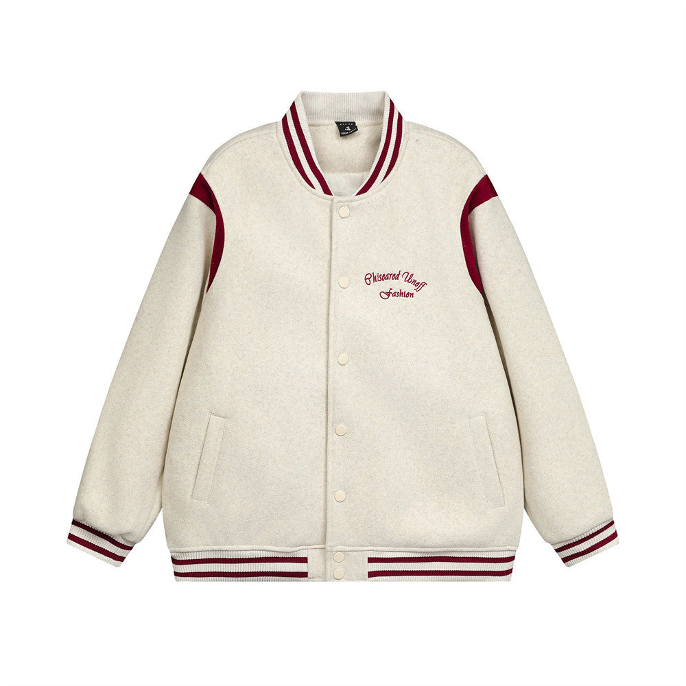 Unisex Casual Light Embroidery Baseball Jacket