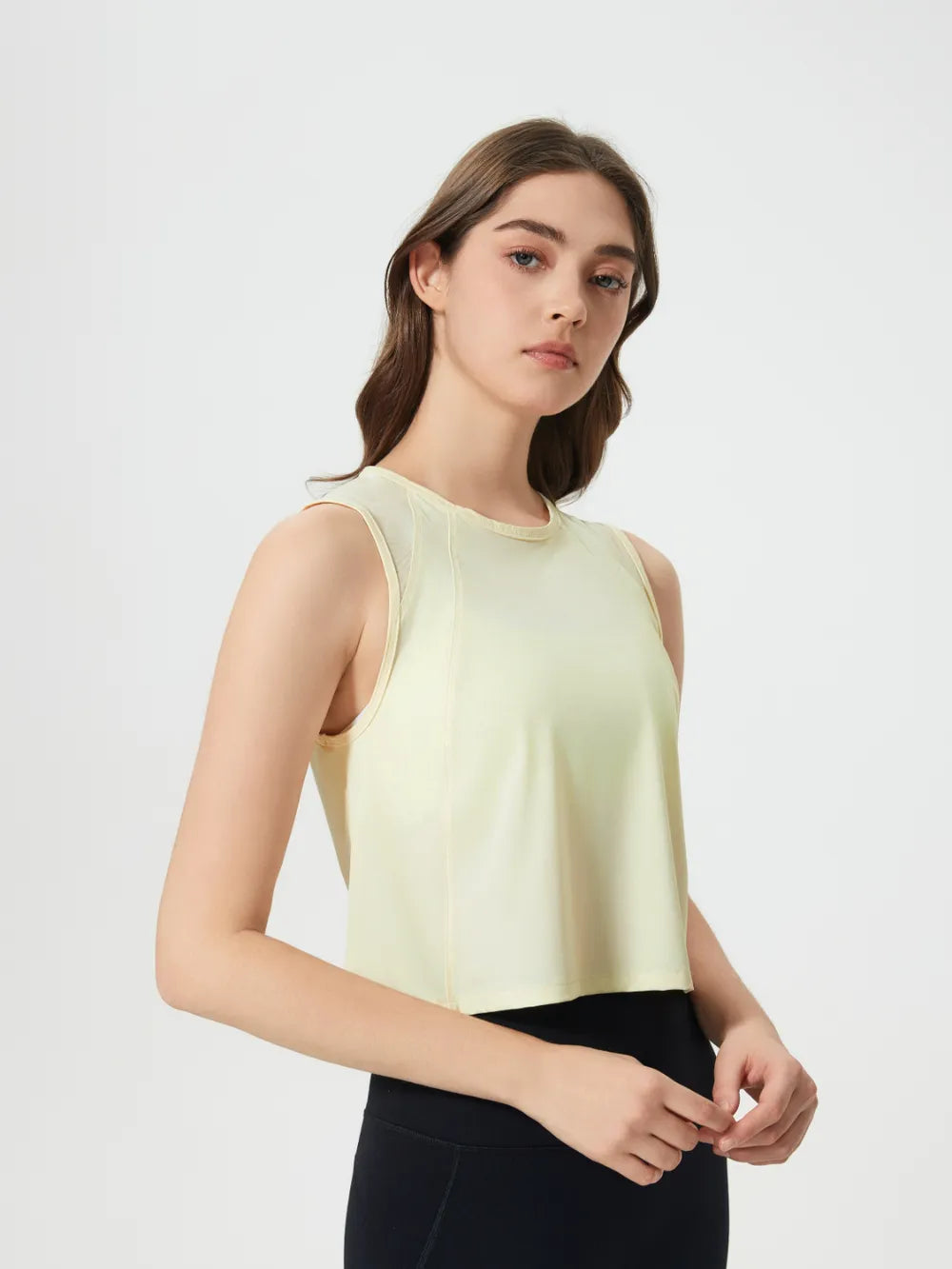 Women Round Neck Cropped Active Tank Top