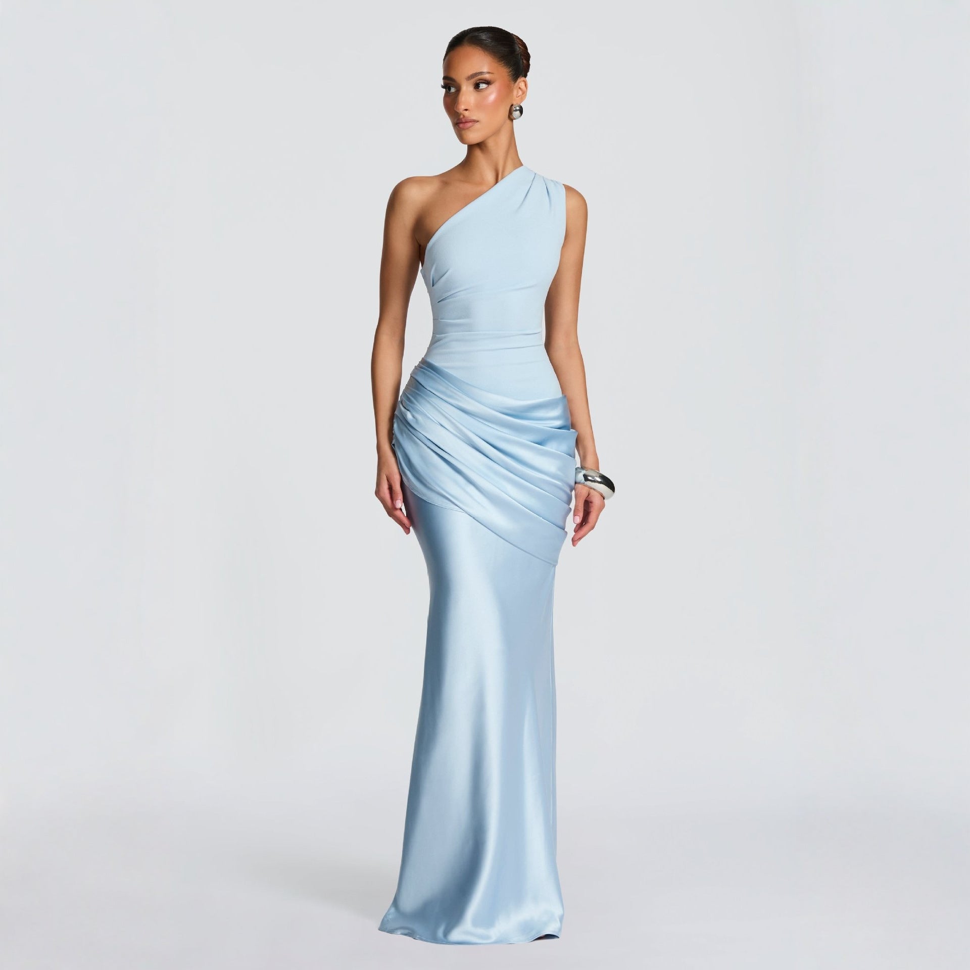 Casual Long Sleeve Fitted Pure Color Strap Bodycon Dress