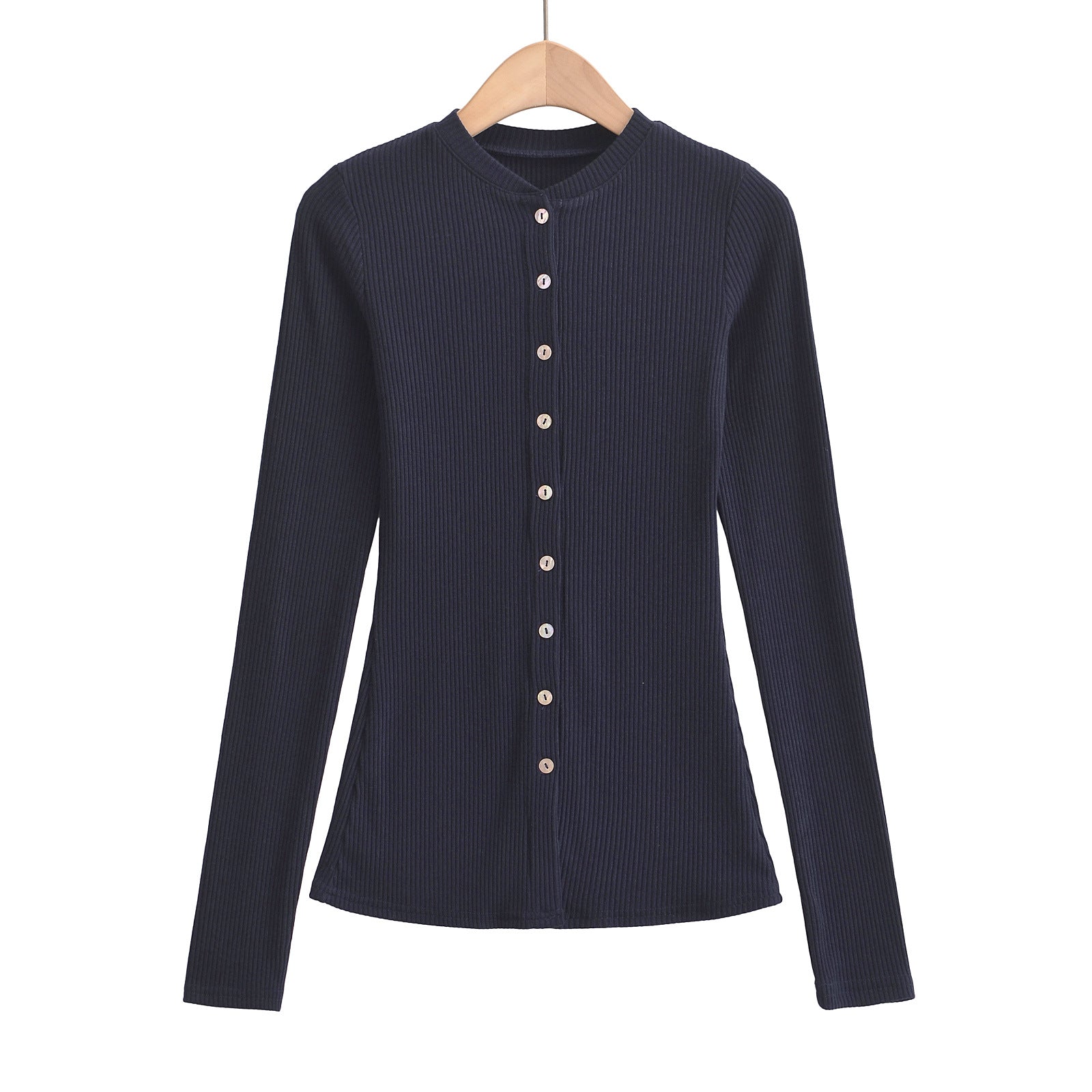 Women Round Neck Single Breasted Slim fit Cardigan Top