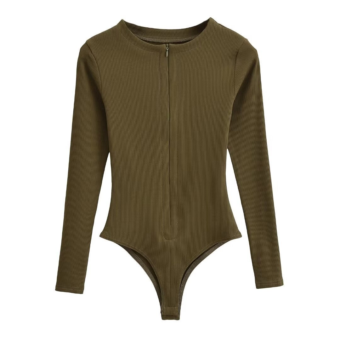 Women Long Sleeved Zipped Jumpsuit