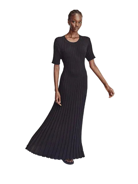 Women Elegant Solid Ribbed Bodycon Knitted Dress