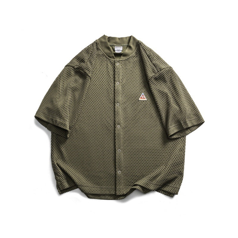 Men Breathable Active Loose Sports Lapel Shirt