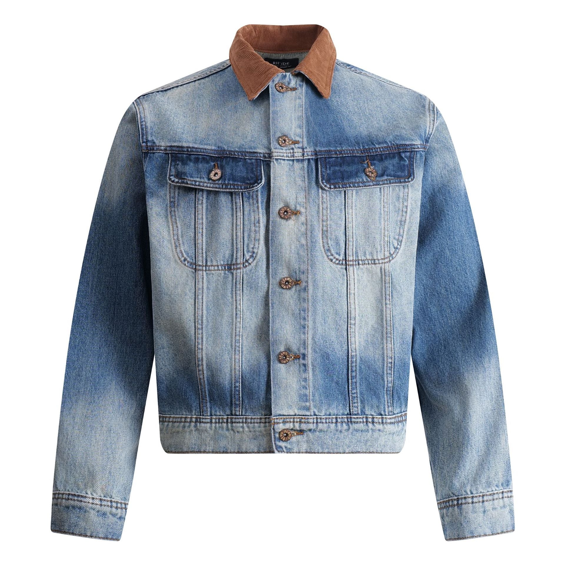 Men Casual Contrast Collar Denim Jacket