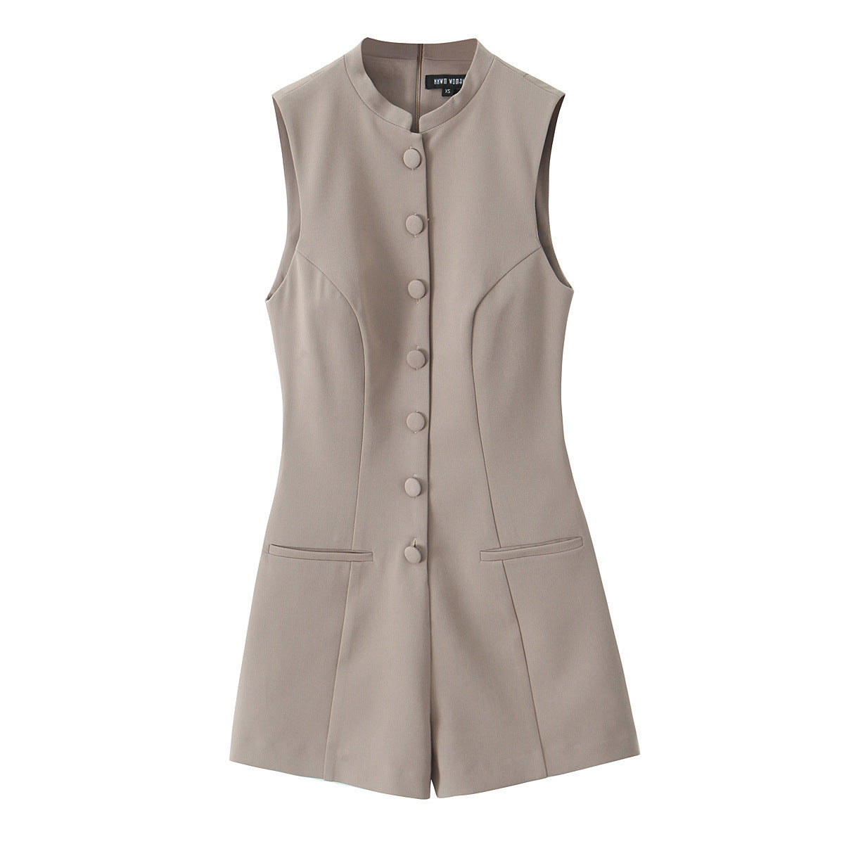 Women Casual Button Embellished Sleeveless Shorts Jumpsuit