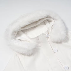 Woman Classic Detachable Fur Collar Hooded Jacket