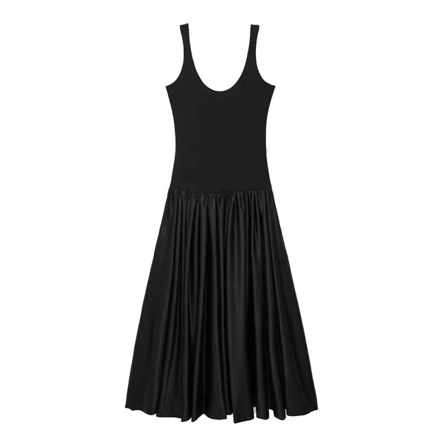 Women Elegant Low Waist Sleek Black Dresses
