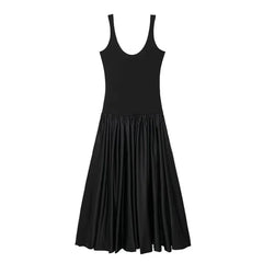 Women Elegant Low Waist Sleek Black Dresses