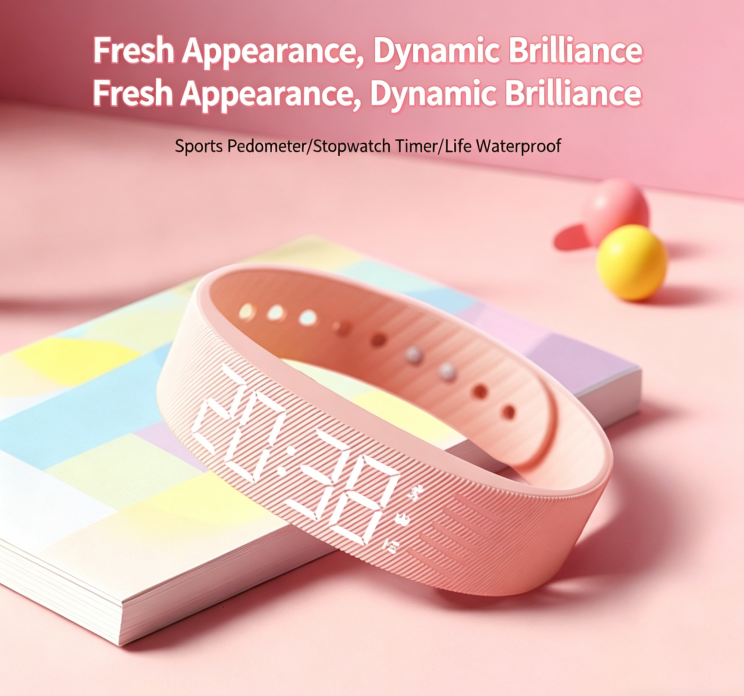 Student Smart Watch with Step Counter, Vibration Alarm, Multi-Function Digital Watch, Sports Bracelet, Life Waterproof, for Women
