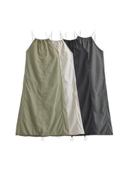 Woman Summer Drawstring A-Line Sleeveless Dress