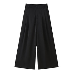 Women Casual Front Pleated Wide Leg Pants