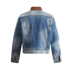Men Casual Contrast Collar Denim Jacket