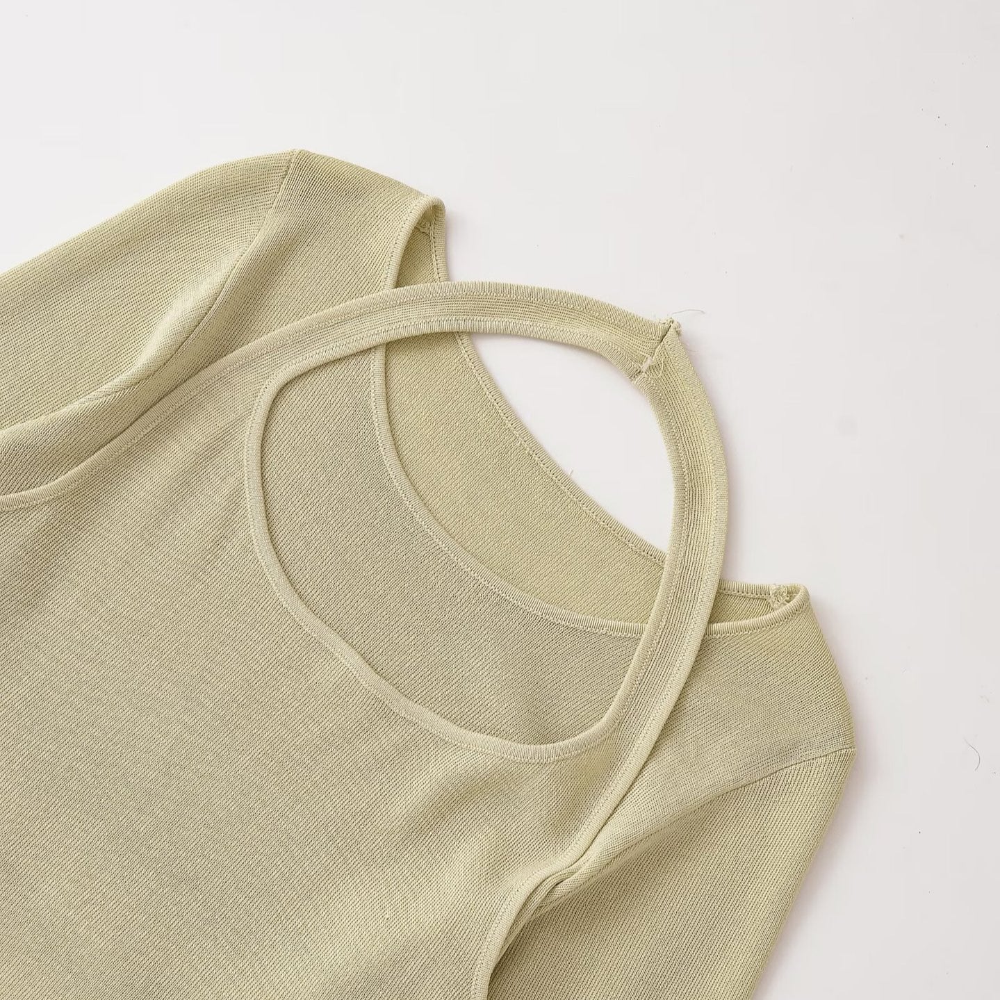 Women Round Necked Fold Over Sleeved Knitted Sweater