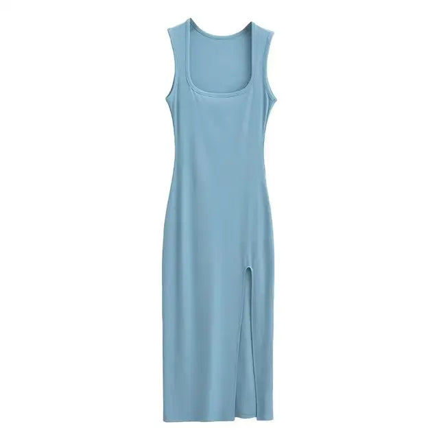 Women Summer Stretchable Sleeveless Knit Dresses