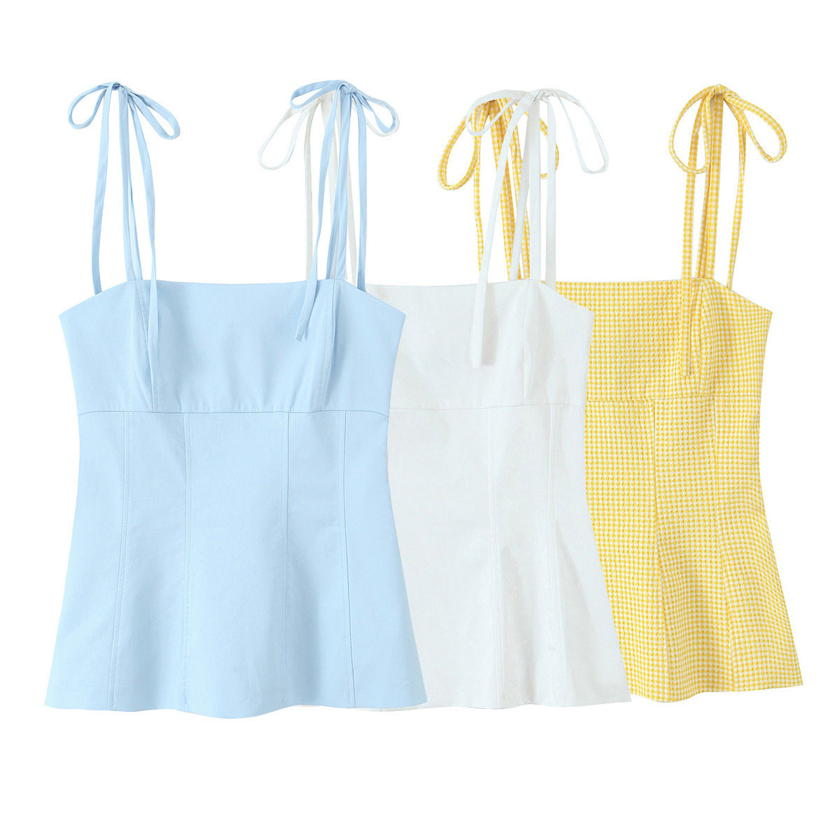 Woman Tie Up Knitted Short Tank Top