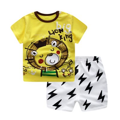 Kids Baby Unisex  Cotton Cartoon Short Sleeve Tees + Shorts Sets