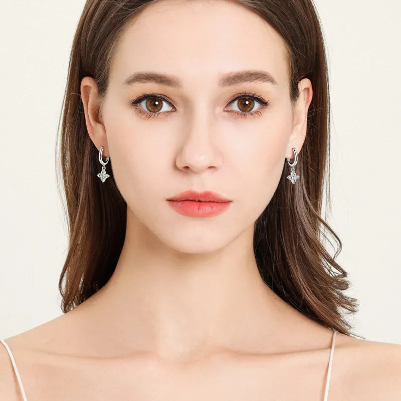 Accessories Women 925 Sterling Silver Moissanite Hoop Drop Earrings