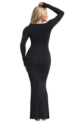 Women Built-In Shapewear Long Sleeve Maxi Dress