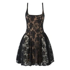 Light luxury camisole slimming low cut lace dress