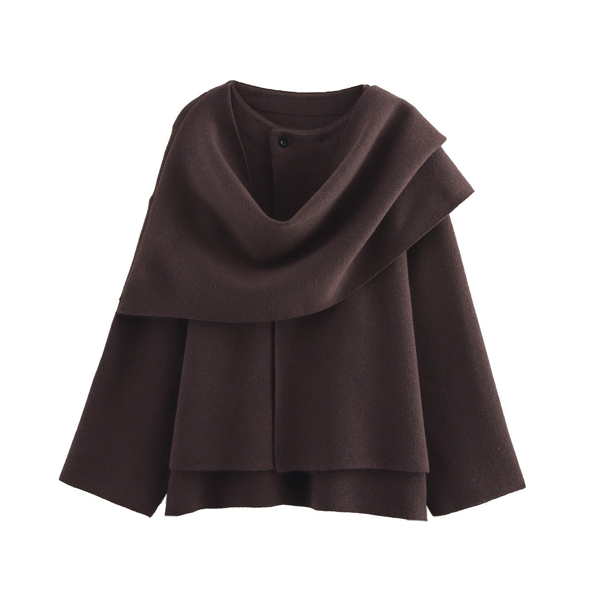 Women Winter Knitted Asymmetric Cape Coat