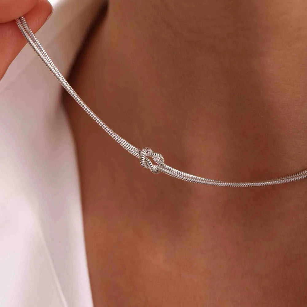 Accessories Women Titanium Steel Knotted Necklace