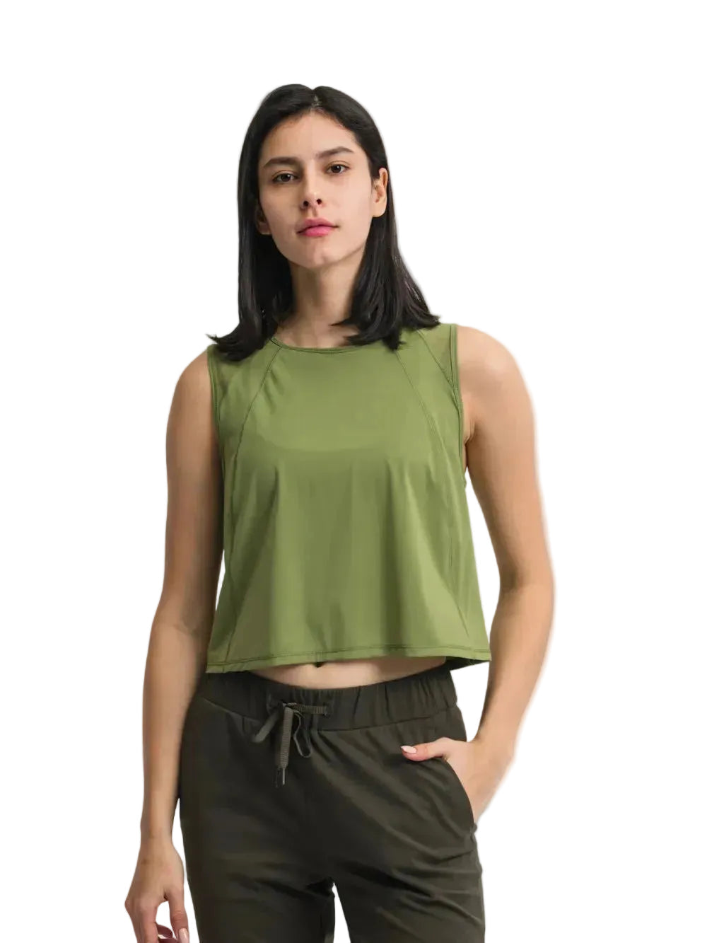 Women Round Neck Cropped Active Tank Top