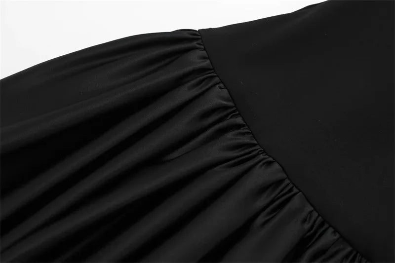 Women Elegant Low Waist Sleek Black Dresses