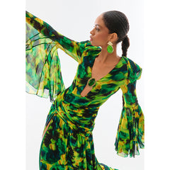 Women Summer Print Flare Sleeve Dress