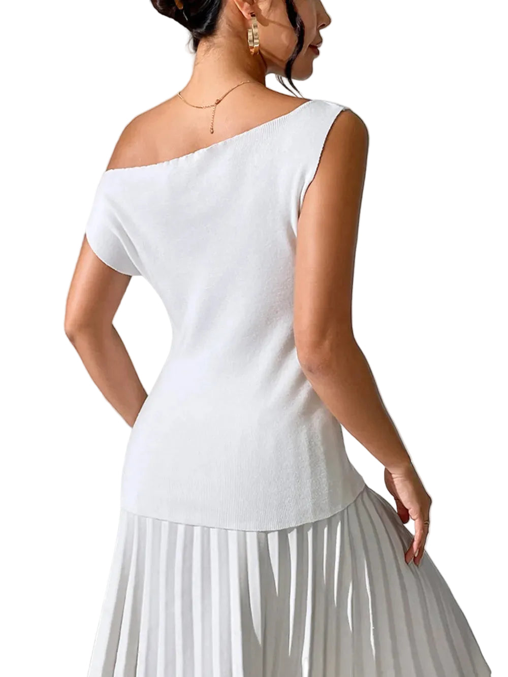 Women Casual Oblique Sleeve Knit Tops