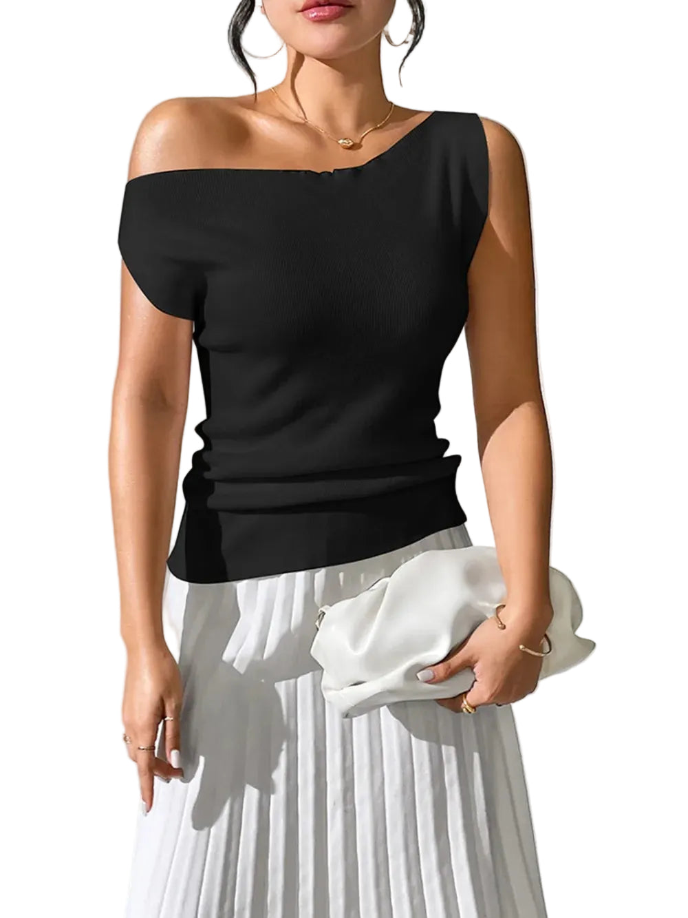 Women Casual Oblique Sleeve Knit Tops